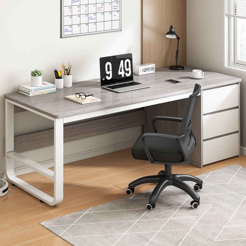 蔓斯菲尔（MSFE）电脑桌台式家用办公桌卧室带抽屉桌椅组合书桌书柜写字台学习桌 【桌椅组合】莫兰迪灰色160CM