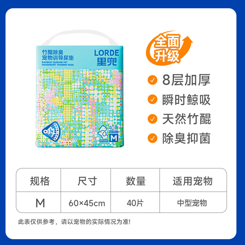 lorde里兜狗加厚訓導尿墊一次性吸水尿布 【新升級除臭】竹醌除臭寵物尿墊 M-中型 暴風(fēng)吸水 持久除臭干爽