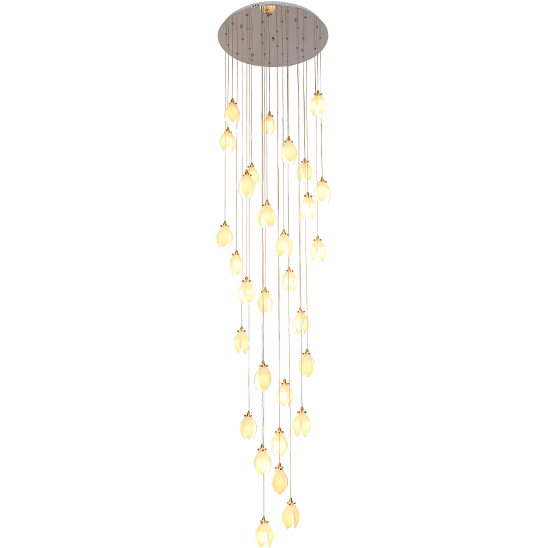 塔林復(fù)式樓旋轉(zhuǎn)樓梯燈長吊燈loft公寓挑空藝術(shù)農(nóng)村自建房別墅樓梯間燈 錯(cuò)位直徑30CM-6頭高1.5米