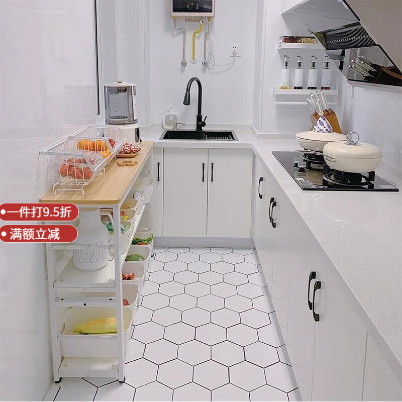 LZJV厨房置物架靠墙切菜桌长条窄款备餐操作台餐边柜微波炉锅具收纳架 三层长60宽25高80