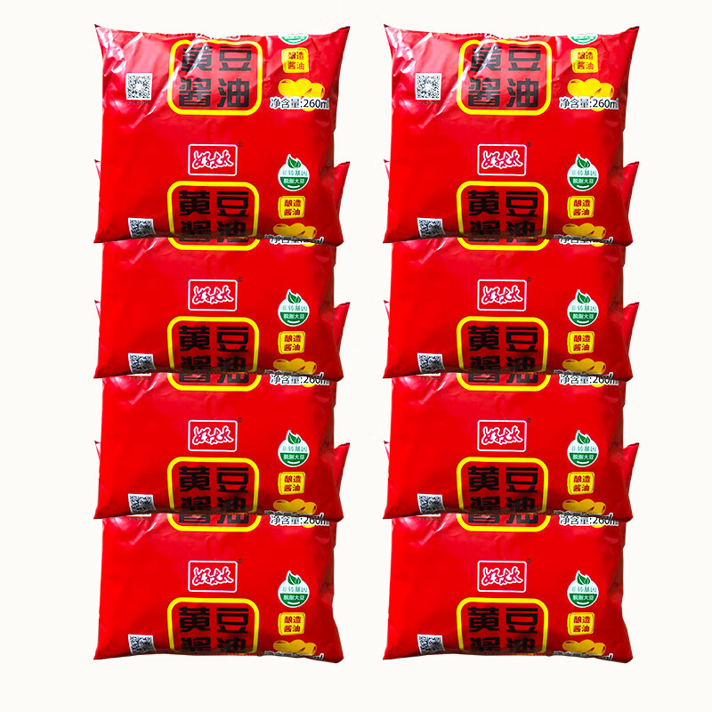 山东特产好太太黄豆酱油260ml8袋装酿造凉拌炒菜调味非转基因家用 260