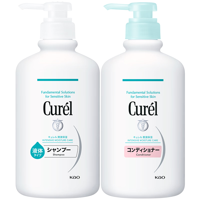 珂润（Curel）洗发液420ml+护发乳420ml 润养秀发温和保湿洗发水套装敏感肌适用
