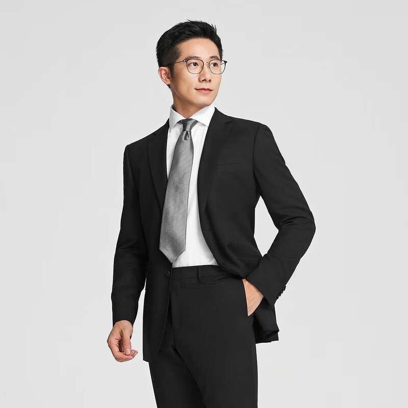 雅戈尔【商场同款】西服男士秋冬套西YOTN217298AJY上衣 黑色YOTN217298AJY上衣 M 170/92A