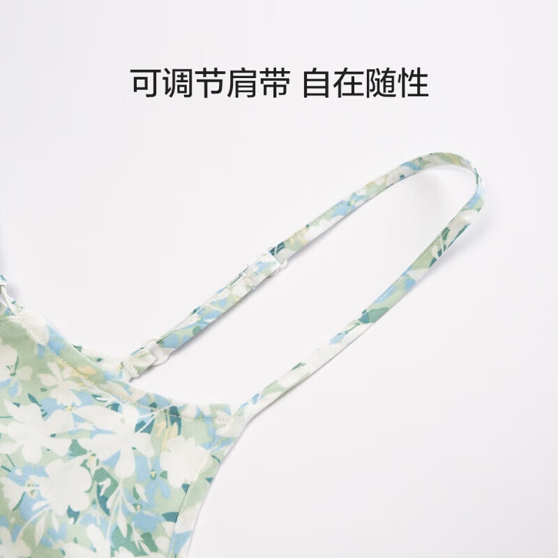 欧迪芬(Ordifen)秋冬服女性感吊带碎花睡裙夏季睡衣 OF2411 清爽蓝 M