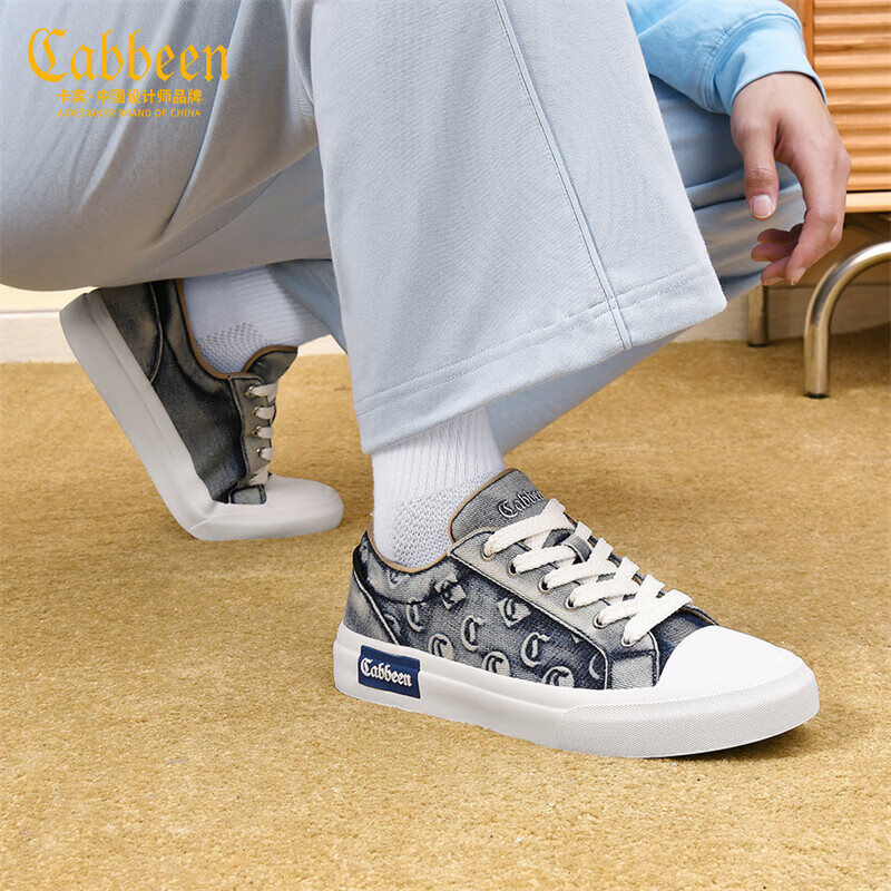 卡宾帆布鞋男鞋春季新款薄款透气板鞋男百搭厚底增高休闲鞋子男驾车鞋 蓝色 41 【标准皮鞋尺码】