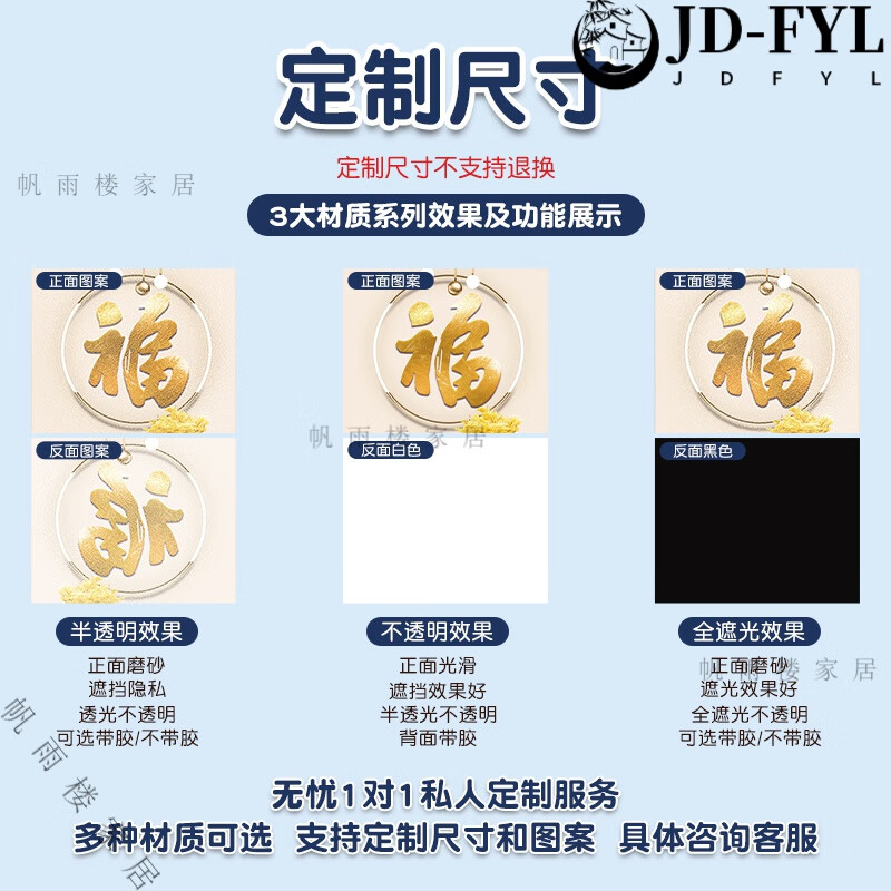 高級(jí)感2025新款衣柜門貼紙衣柜玻璃靜電全遮光新年福字裝飾改造 定制尺寸聯(lián)系 30x60cm