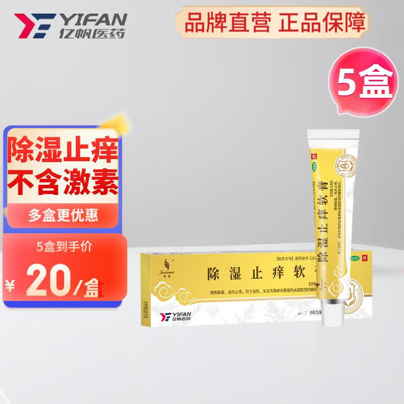 璇美 除湿止痒软膏10g 清热除湿祛风止痒用于急性亚急性湿疹证属或湿阻型的辅助治疗 5盒装