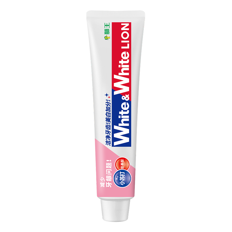 獅王（Lion）WhiteWhite小蘇打白桃牙膏亮白護齦120g抑菌去黃去牙漬