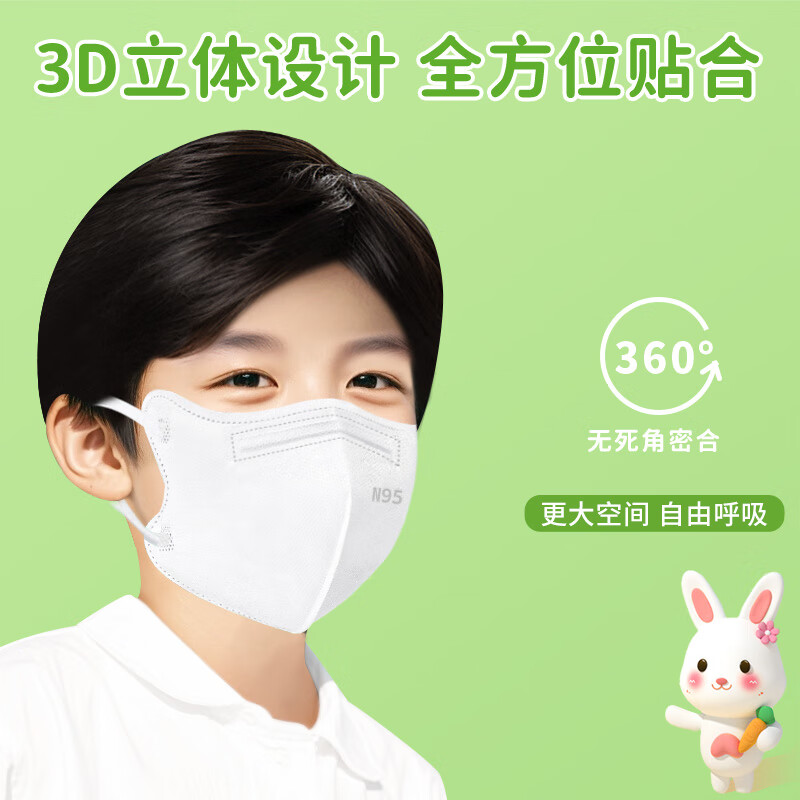 若硕秋冬季款儿童n95级医用防护口罩8到12岁宝宝专用正品医疗级别 8-15岁儿童/N95四层防护/白50只
