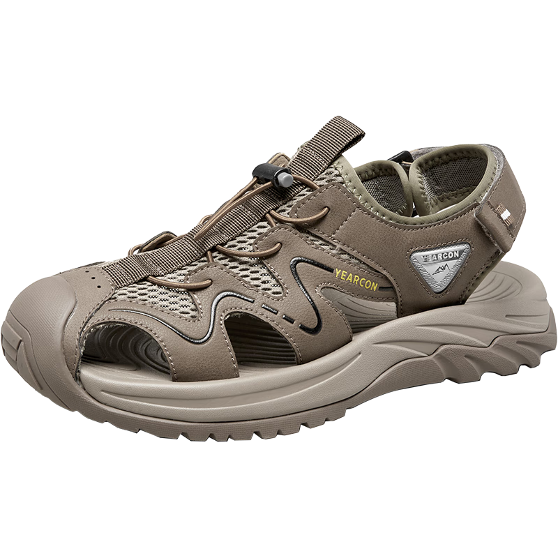 意尔康官方男鞋 凉拖鞋男士夏季户外休闲海边鞋子软底两穿沙滩鞋 军绿 41