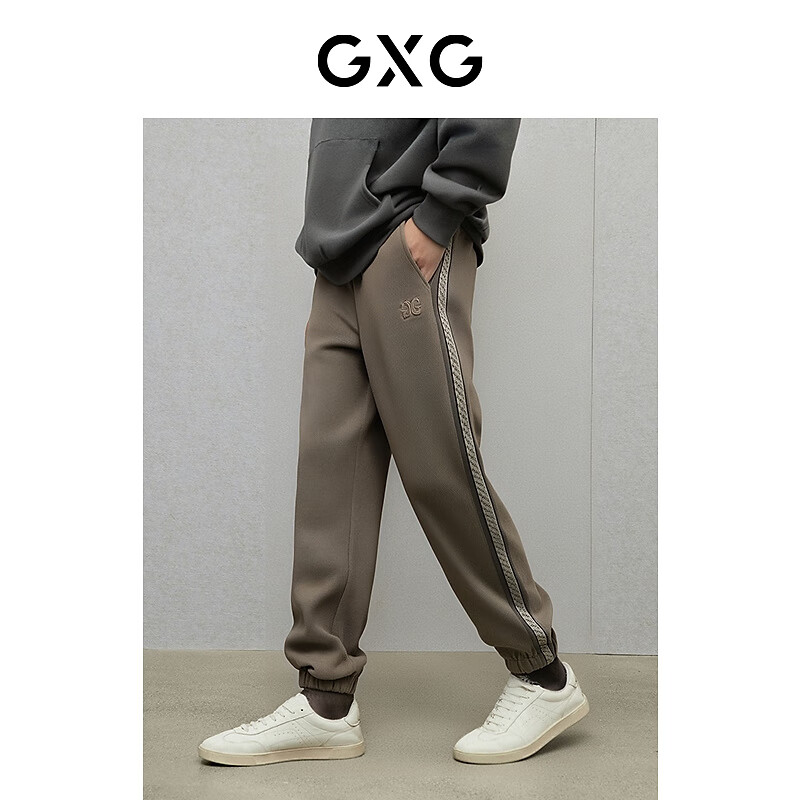 GXG男装  多色针织束脚长裤 冬季新款GEX10227164 灰绿色 XL