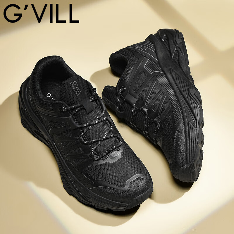 贵之步秋冬季新款增高柔软减震运动鞋男鞋低帮厚底潮流舒适休闲鞋 黑色 G018 40 （运动鞋码）