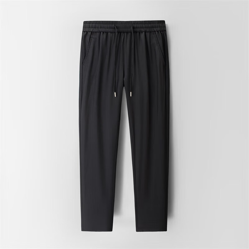 尺度保罗男士休闲裤春夏季薄款冰丝免烫抗皱休闲宽松直筒长裤子爸爸裤 NJ528灰色 4XL 推荐190-210斤