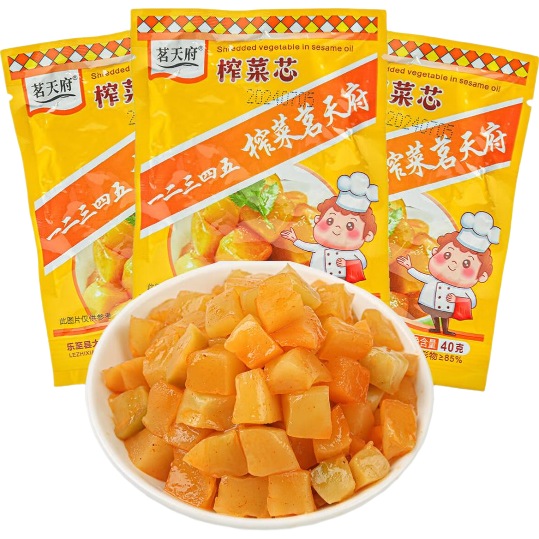 茗天府榨菜芯下饭菜开胃菜佐菜小菜咸菜开袋即食40g/袋 茗天府榨菜芯40g*3袋