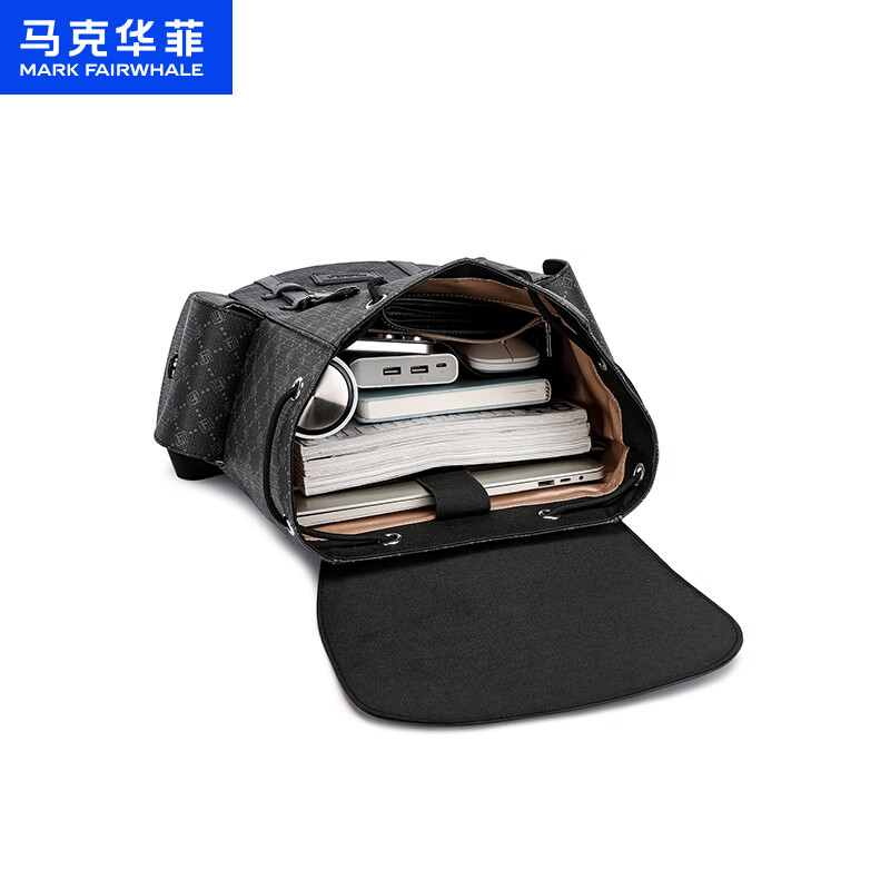 马克华菲新款背包男士商务双肩包潮流大容量电脑包旅行包学生书包 铅灰【礼品袋|顺丰快递】