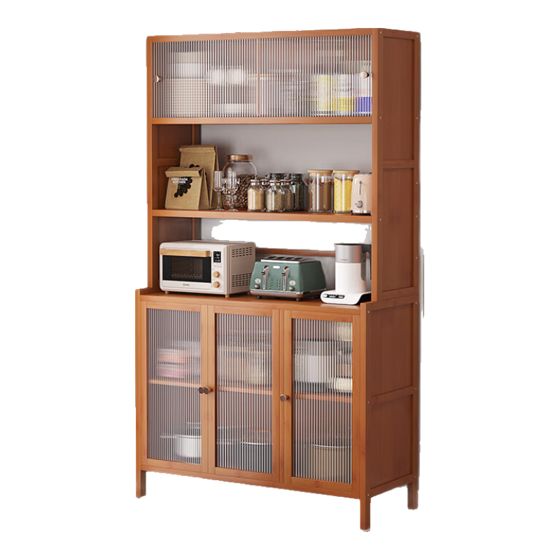 竹艺佳餐边柜家用客厅储物柜厨房碗柜茶水柜靠墙酒柜竹置物多功能储物柜 95组合款 框板F45