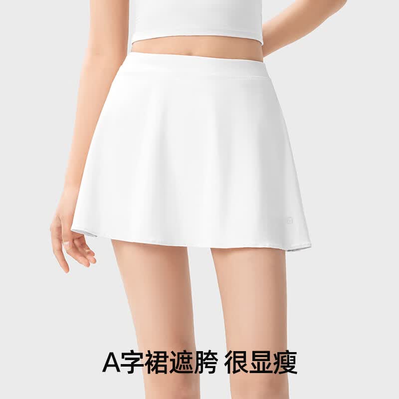 小野和子运动a字高腰短裙春夏新款防走光网球裙夏季户外防晒瑜伽半身裙a2 曜石黑 S