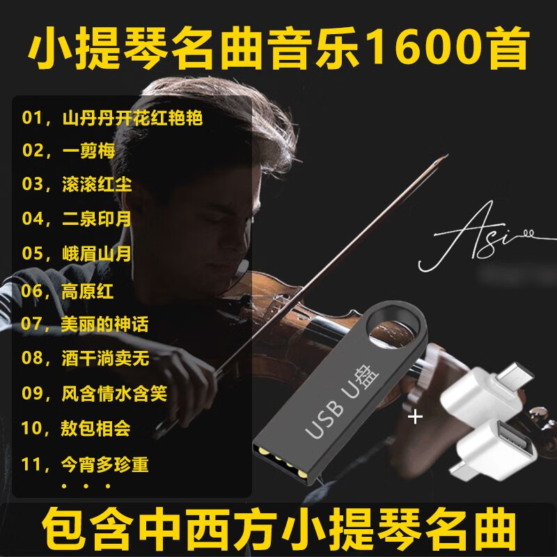 VYOPBC小提琴无损纯音乐独奏伴奏曲集小提琴百听不厌车载u盘音乐歌曲 小提琴音乐1600首 U盘