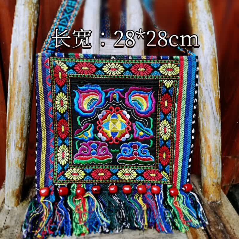 苗族手工织锦布包民族风绣花包斜背女包凤凰旅游纪念包斜挎包 如意