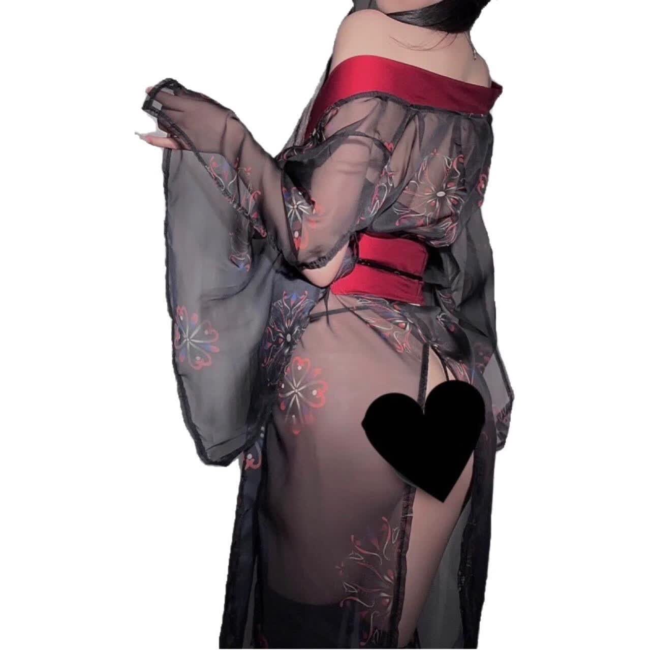GEEZORO古风性感睡衣女纯欲风内衣套装夏小胸床上免脱方便房事汉服战袍 黑色套装 均码