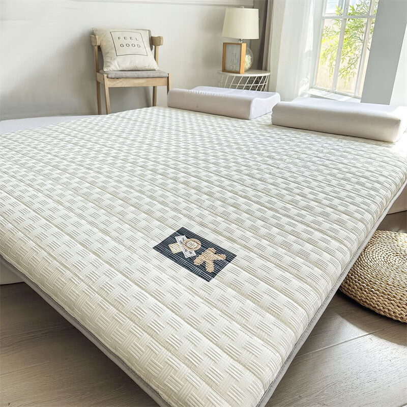 居格格大豆纤维透气抗压床垫软垫家用卧室褥子海绵榻榻米床褥垫被宿舍 华夫格-白-厚度5cm 0.8*1.9m