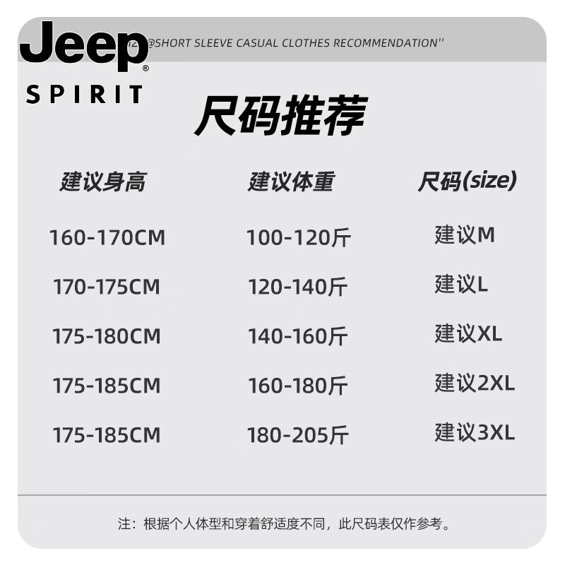 吉普(JEEP)品牌士短袖T恤25新款夏季上衣男纯棉透气重磅男款衣服 【纯棉】jp山野标K月雾灰 2XL 185 (体重160-180斤)