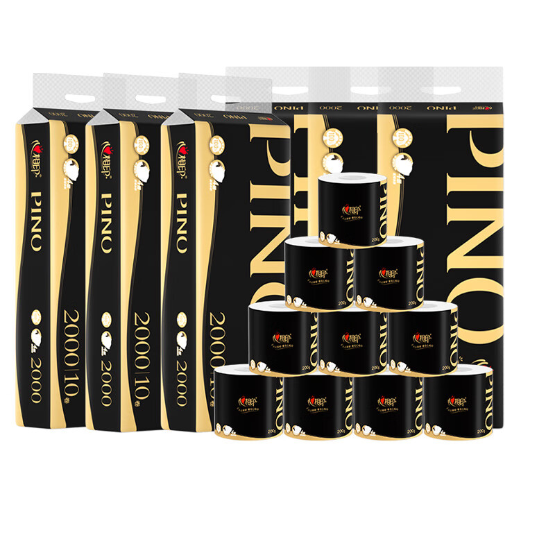 心相印PBT110品诺4层200克卷筒纸家用卫生纸厕纸草纸有芯卷纸 4层 200g/卷*60卷 共6提