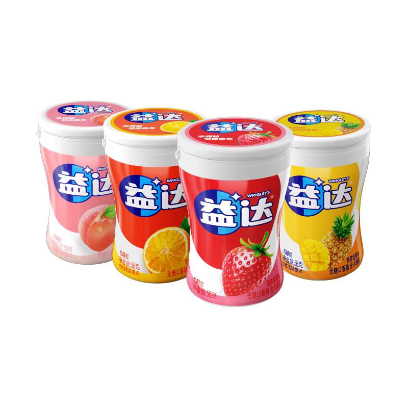 益达无糖口香糖约40粒混合口味木糖醇口香糖果零食 新旧包装随机 益达混合口味56g4瓶