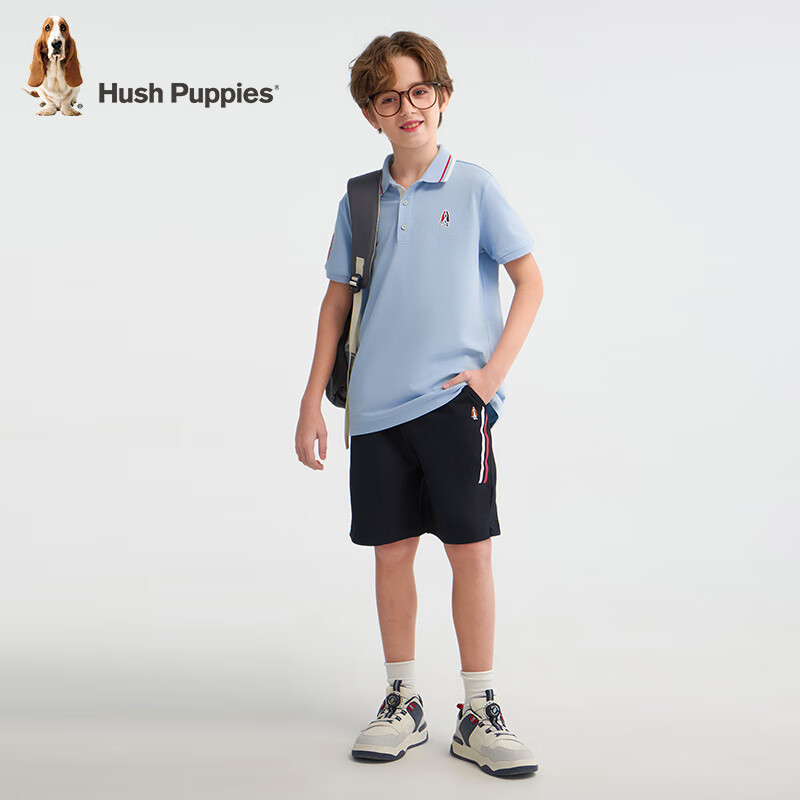 暇步士（Hush Puppies）童装儿童男大童夏季新款时尚简约活力休闲男童五分裤 藏蓝 140