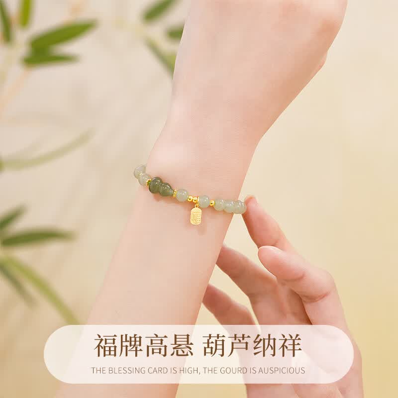 老凤祥福牌银手链女转运珠和田玉手串七夕情人节礼物送女友老婆妈妈生日 福牌和田玉葫芦手串-品牌礼盒