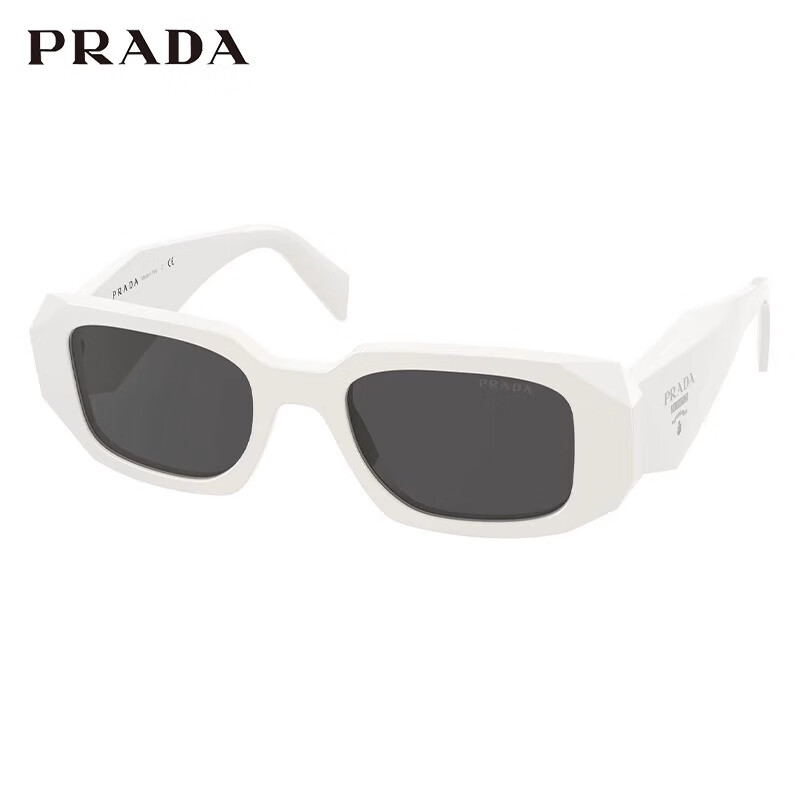 普拉達（PRADA）墨鏡女款白色鏡框太陽(yáng)鏡眼鏡立體標明星款修飾臉型17WSF 1425S0