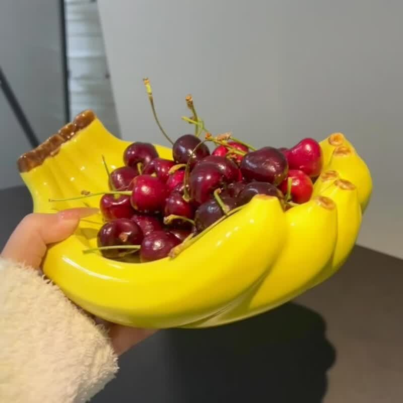 香蕉果盘陶瓷家用客厅禁蕉虑高颜值零食盘干果收纳盘子 不蕉绿小果盘收纳 10英寸