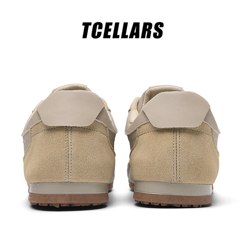 Tcellars德训鞋男鞋夏季新款百搭板鞋男低帮透气平底舒适运动休闲鞋子男 牛奶咖啡棕 41