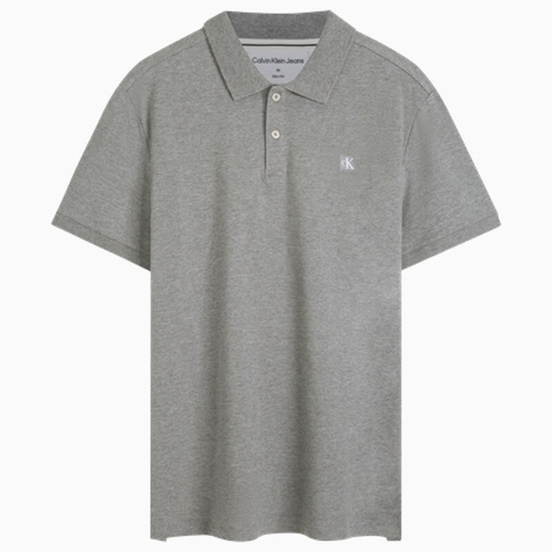卡文克萊（Calvin Klein）CK 純色刺繡方標(biāo)短袖Polo衫 男款 灰色 灰色 L