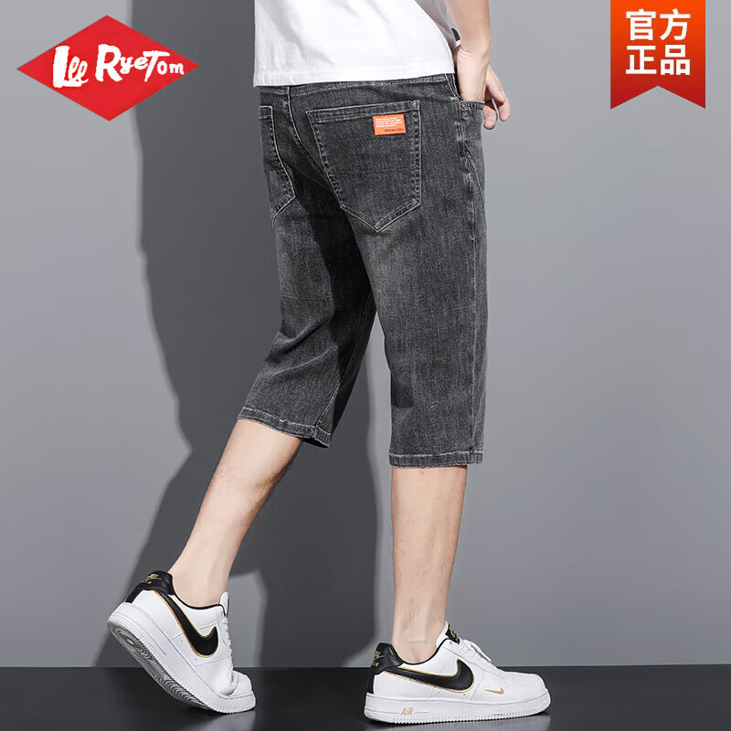 Lee ryetom广州新塘镇冰丝牛仔短裤男夏季薄款2025新款男士宽松休闲七分裤子 791-1灰色 28