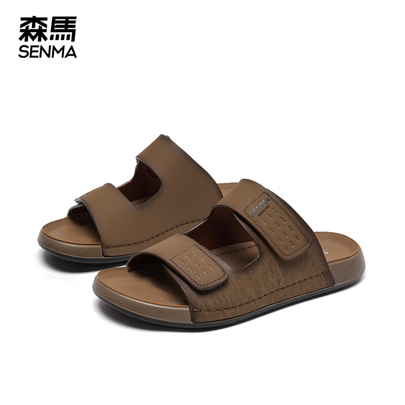 森馬凉鞋男士新款耐磨透气男生拖鞋时尚外穿户外防滑耐磨沙滩鞋男 烟灰色 39