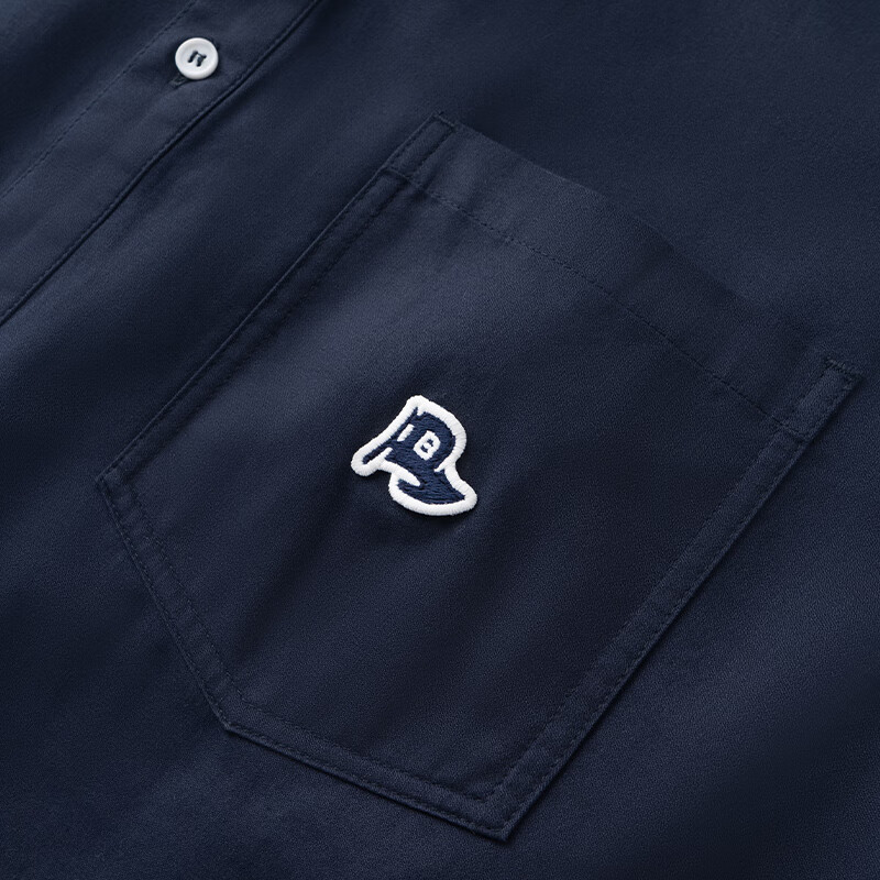 熊猫·本（ben.panda）衬衫男新款防晒休闲百搭宽松基础logo纯色情侣长袖开衫上衣 藏青色 纯棉面料 XL