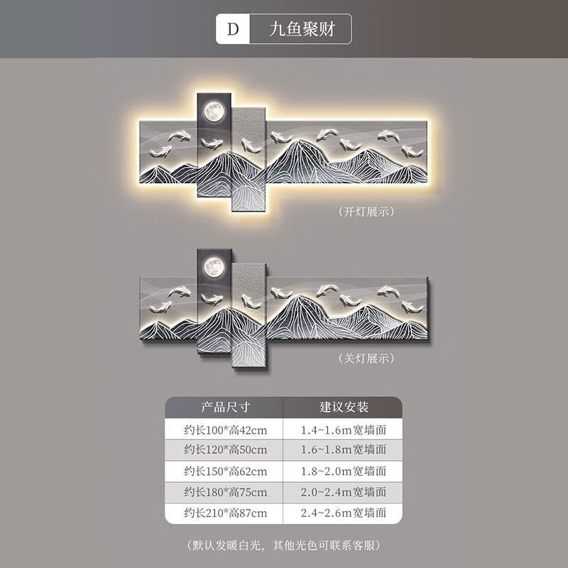 背有靠山客廳掛畫大氣高級感沙發(fā)背景墻裝飾畫現(xiàn)代輕奢創(chuàng)意壁燈畫 D-UV晶瓷工藝-不帶燈 210*87-UV精雕+晶瓷工藝