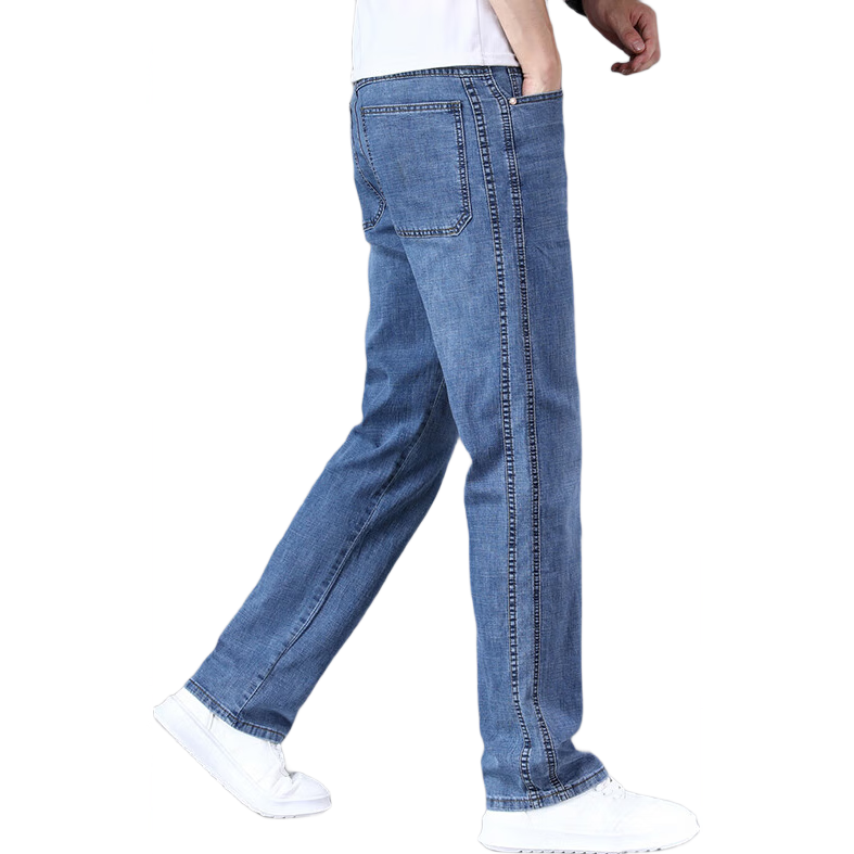 JEEP牛仔裤男秋冬季直筒宽松商务休闲裤子男士弹力男裤 蓝色 32