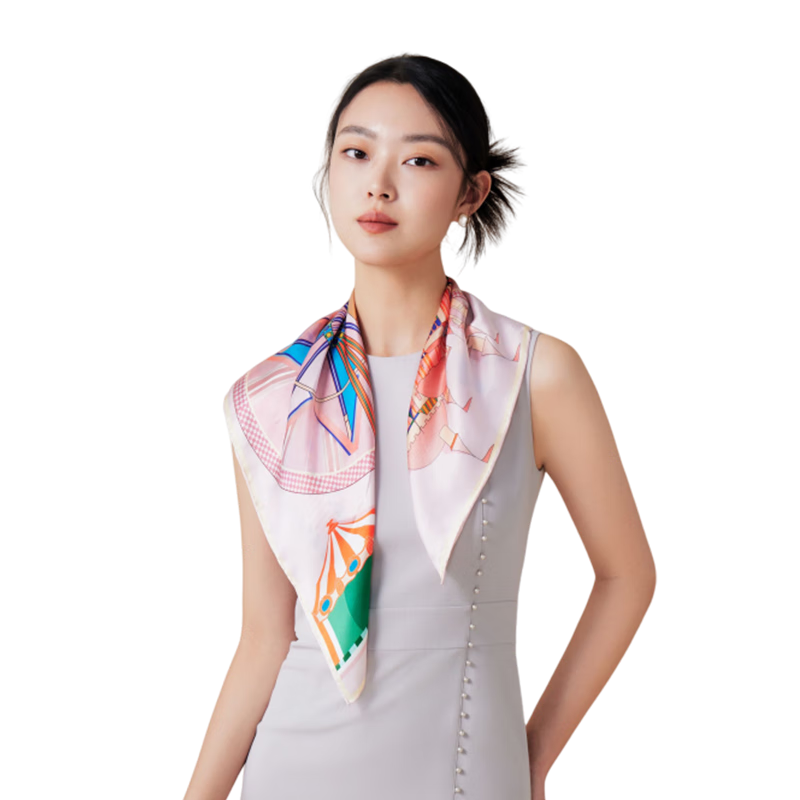 寶石蝶真絲絲巾桑蠶絲杭州絲綢小方巾女圍巾媽媽生日禮物禮盒/浪漫幻想2