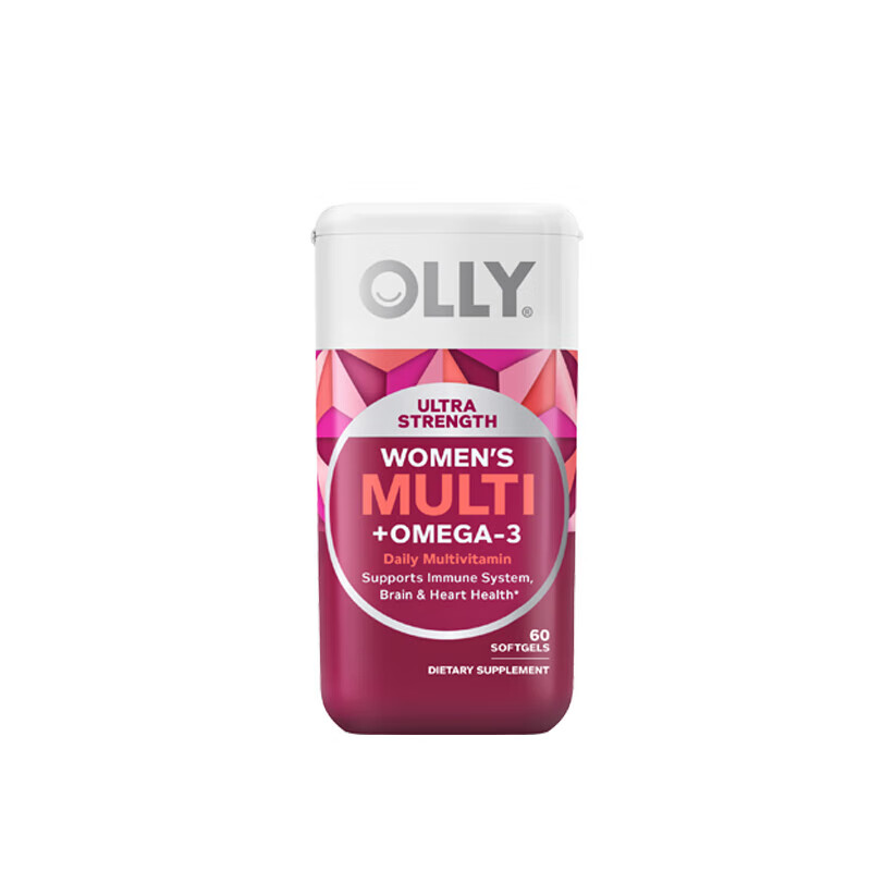 OLLY女性鱼油复合维生素胶囊omega3维生素B族矿物质维C免疫力护发 鱼油维生素 60粒*1瓶