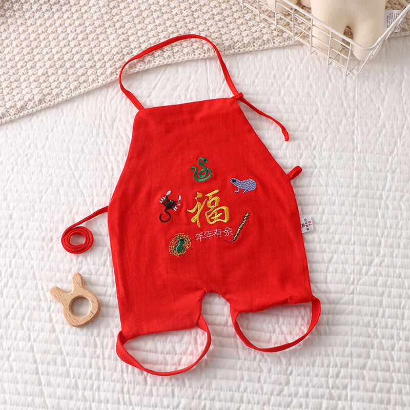 韓夢(mèng)珍 肚兜嬰兒寶寶連腿護(hù)肚子防著涼純棉護(hù)肚五毒端午節(jié)夏薄 連腿肚兜五毒紅 薄款中號(hào)【2-6月】