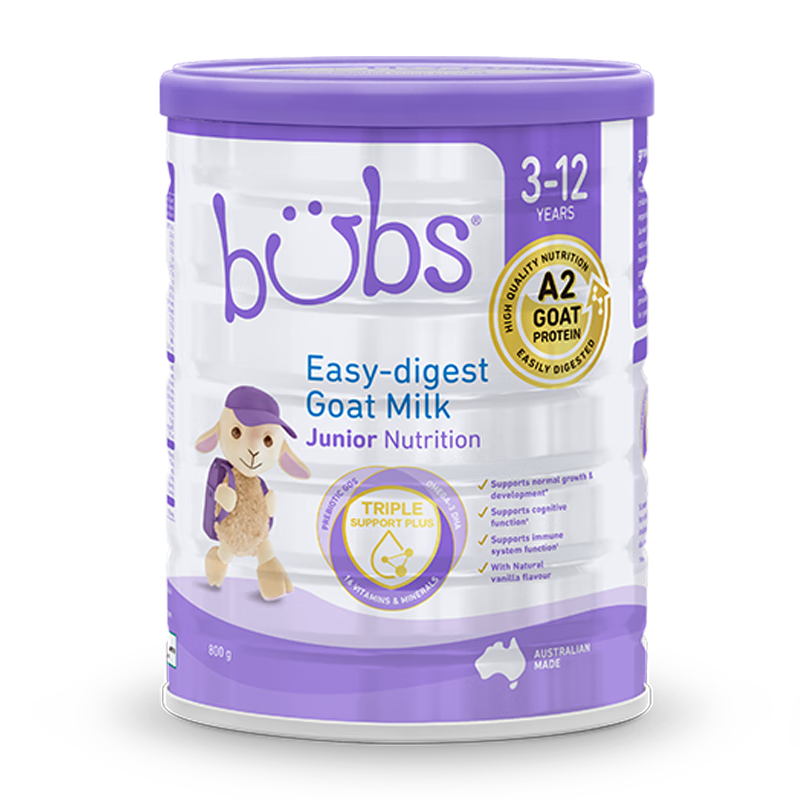 澳洲原装进口 Bubs(贝儿) A2羊奶蛋白儿童配方羊奶粉4段（3-12岁儿童） 800g/罐