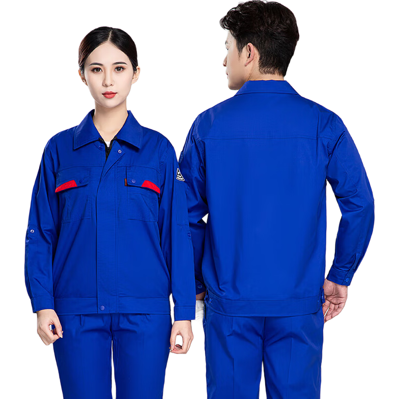 保羅嵐芝夏季防靜電工作服長(cháng)袖套裝耐磨透氣男汽修工裝車(chē)間勞保工程服定制
