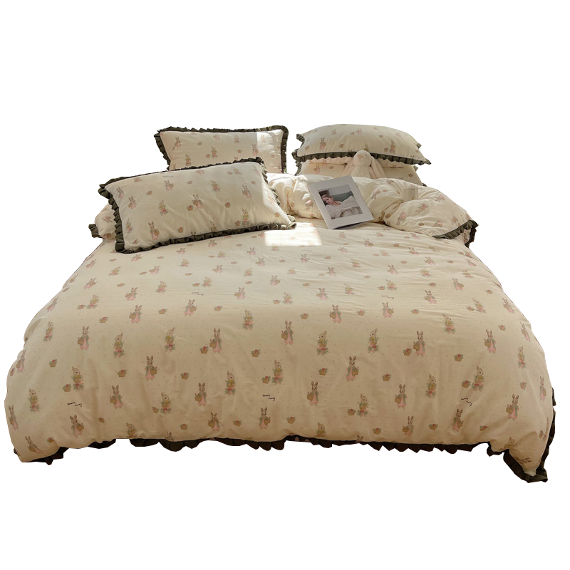 无印良品柔肤全棉四件套纯棉家用套件床上用品床单被套200*230cm可水洗