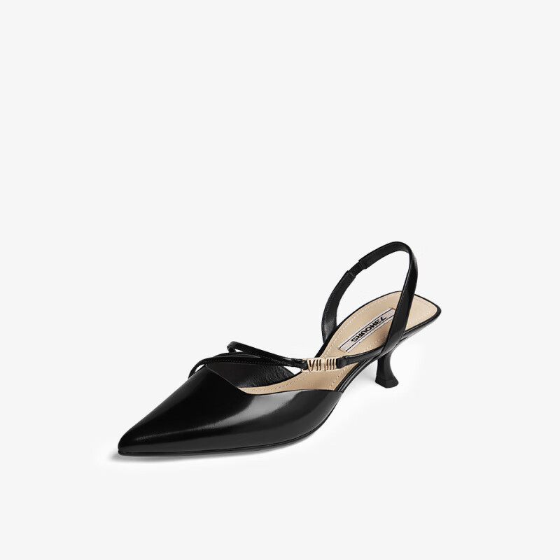 73Hours趙小姐同款73hours女鞋溫柔寵溺夏季新款法式高跟鞋包頭涼鞋 黑色 33