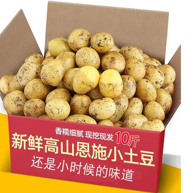 沁枝恩施小土豆現(xiàn)挖湖北新鮮黃心土豆10斤當季蔬菜整箱迷你馬鈴薯洋芋 1500g 雞蛋大小左右
