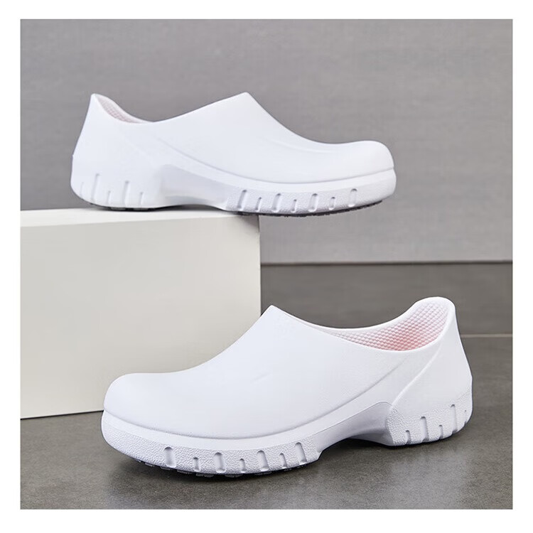 TEER厨房安全鞋防滑厨师鞋防水工作鞋防油护士鞋雨鞋老人鞋妈妈后厨 白色 35 (225mm) 偏大一码，拍小一码 京东折扣/优惠券