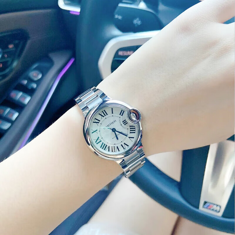 卡地亚（Cartier）【二手99新】卡地亚蓝气球系列女表后镶钻女士手表时尚罗马刻度石英手表女机械瑞士名表生日礼物 【33mm白盘钢带-机械】W6920071