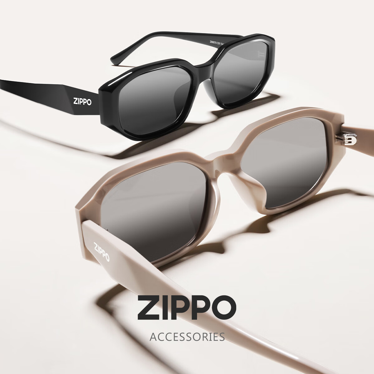 ZIPPO美国墨镜潮搭小框猫眼方防紫外线开车太阳镜女尼龙高清 C01曜石黑